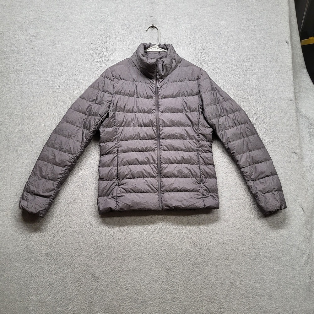 Uniqlo Women Jacket M Gray Nylon Polyester Puffer Down Long Sleeve